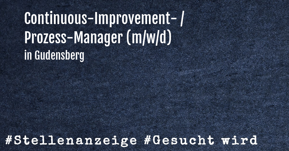 Continuous-Improvement- / Prozess-Manager (m/w/d)